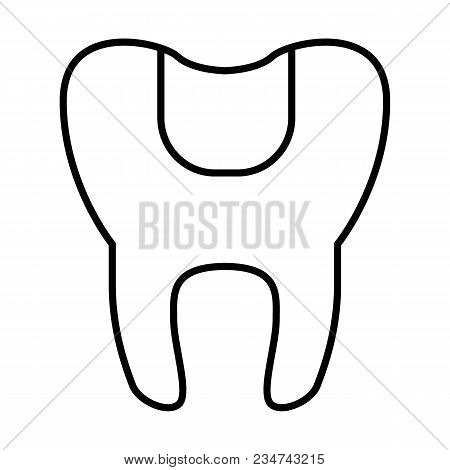 Tooth Caries Vector Line Icon Isolated On White Background. Tooth Caries Line Icon For Infographic, 