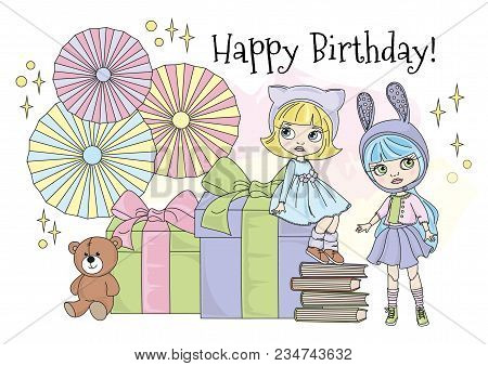 Blythe Doll Birthday (color Vector Illustration Set)