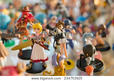 Yasothorn, Thailand - January 02, 2018:anime Figure In Secondhand Shop,anime Is A Popular Type Of An