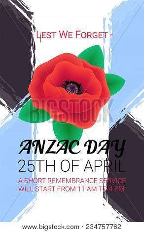 Anzac Day Lest We Forget Banner. Remembrance Service Poster.
