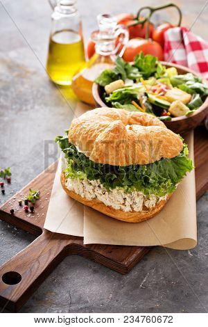 Chicken Salad Sandwich With Lettuce On Croissant