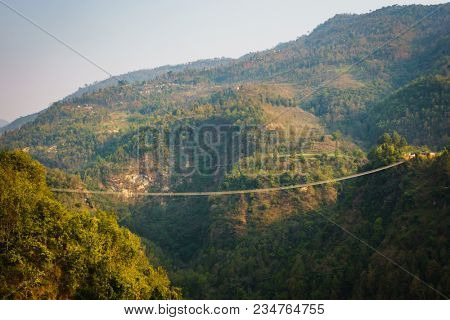 Suspension bridge over the Modi river in Kushma, Nepal