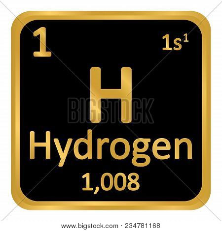 Periodic Table Element Hydrogen Icon On White Background. Vector Illustration.