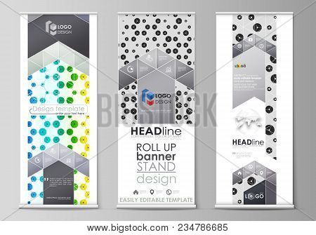 Set Of Roll Up Banner Stands, Flat Design Templates, Abstract Geometric Style, Modern Business Conce