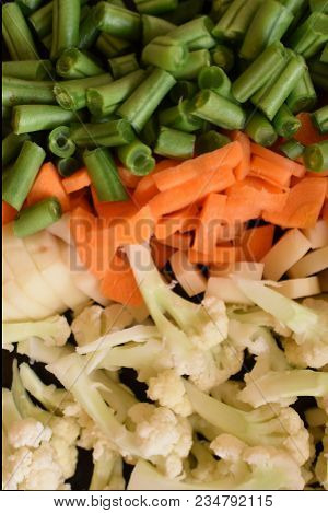 Mix Vegetable At Kitchen After Cutting Close View.