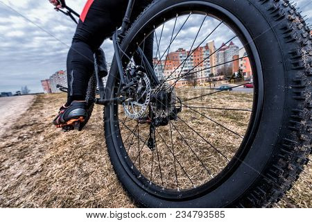 Rear Bicycle Wheel With A Large Tire
