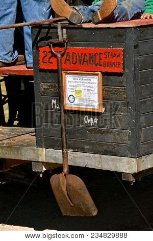 Dalton, Minnesota, Sept 8, 2017: Riders On The Advance Steam Engine Which Has Passed Boiler Inspecti