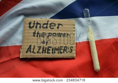 The scandal about poisoning of former spy Sergei Skripal. Concept.British Flag background. April 1, 2018 in Kiev,Ukraine