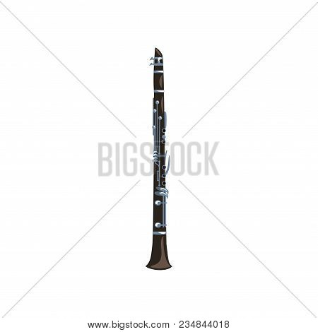 Soprano Saxophone, Music Wind Instrument Vector Illustration Isolated On A White Background.