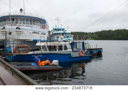 Russia, Island Valaam - August 18, 2017:  Floating Hotel 