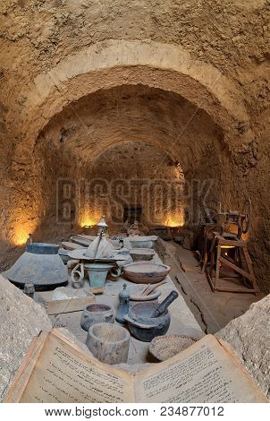 Cairo, Egypt - March 24 2018: Ancient Refectory At The Monastery Of Saint Paul The Anchorite, Locate