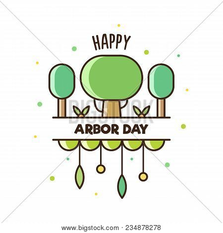 Arbor Day. Vector Illustration Of Green Trees.
