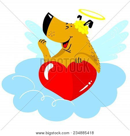 Valentine's Day Dog Character. Dog In Cupid Fancy Costume