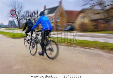Young Couple Riding Mountain Bike . Adventure Sport   .
