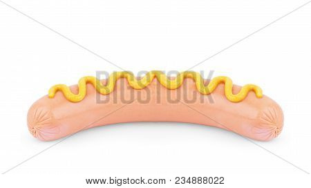 Sausage And Mustard Isolated On White Background