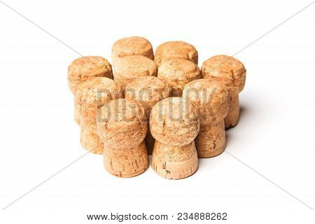 A Lot Of Wine Cork Isolated On White Background