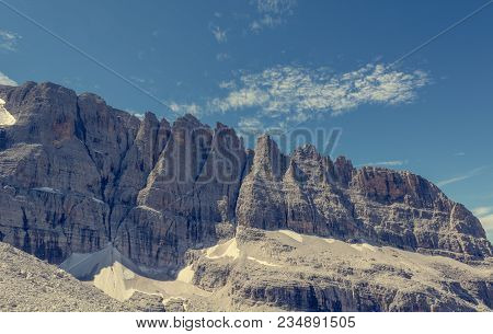 Spectacular Mountain Ridge. Brenta Dolomites Are Unesco World Heritage Site.