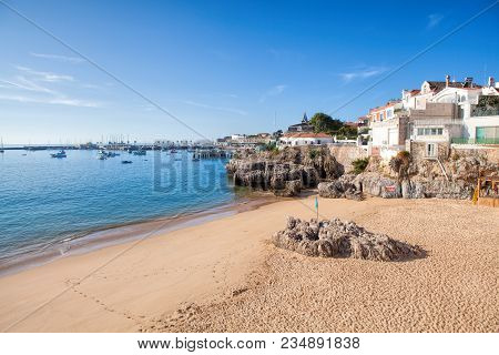 Cascais, Portugal - September 24 . 2017 . View Of A Beach In The Touristic Village