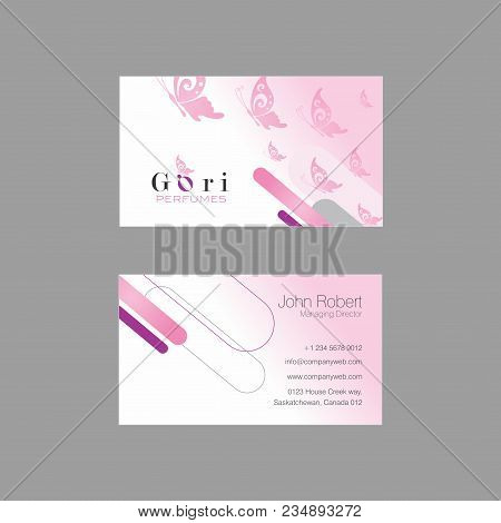 Business Card With Combination Of Creative Illustration And Geometrical Shapes Of Subtle Pink