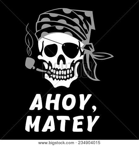 Vector Image Of Skull Captain With Inscription 