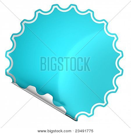 Blu piegato tondo adesivo o etichetta