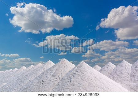Tonnes Of Salt In Huge Mounds Waiting To Be Bagged...