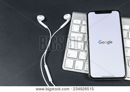 Sankt-petersburg, Russia, April 6, 2018: Google Application Icon On Apple Iphone X Smartphone Screen