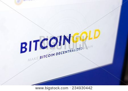 Ryazan, Russia - March 29, 2018 - Homepage Of Bitcoin Gold Cryptocurrency On Pc Display, Web Address