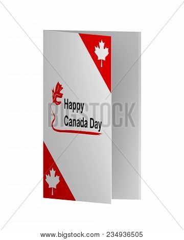 Greeting Card In Red-white With Leaves For National Holiday. 3d Rendering