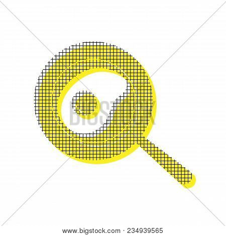 Omelet At Pan Icon. Vector. Yellow Icon With Square Pattern Duplicate At White Background. Isolated.