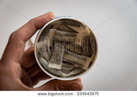 Snus - A Box Of Snus, A Moist Powder Tobacco Product Widely Consumed In Norway And Sweden And Among 