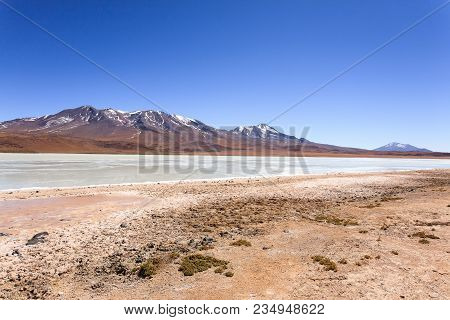 Laguna Hedionda Landscape,bolivia. Beautiful Bolivian Panorama. Blue Water Lagoon