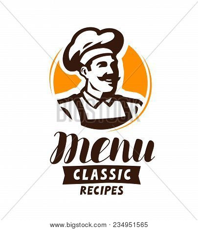Restaurant Menu Logo Or Label. Food Concept. Vector Illustration Isolated On White Background