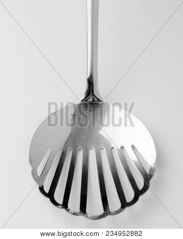 Skimmer Fry Ladle On Isolated White Background For Kitchen