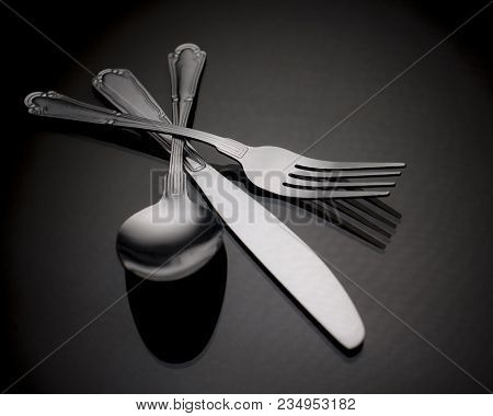Cutlery Set Fork Knife And Spoon Isolated On White Background Utensils Used In Kitchens