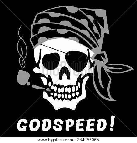 Vector Image Of Skull Captain With Inscription 
