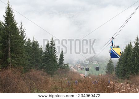 Alpinist Is Rescue People Exercise On Gondola Car