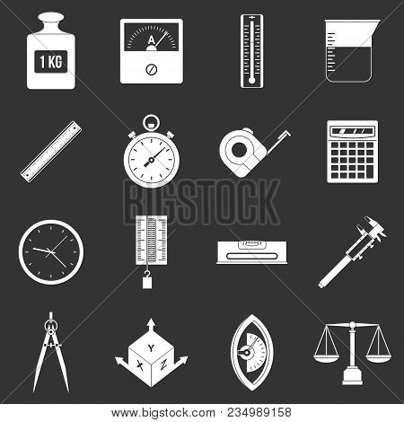 Measure Precision Icons Set Vector White Isolated On Grey Background