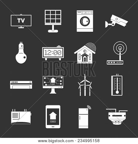 Smart Home House Icons Set Vector White Isolated On Grey Background