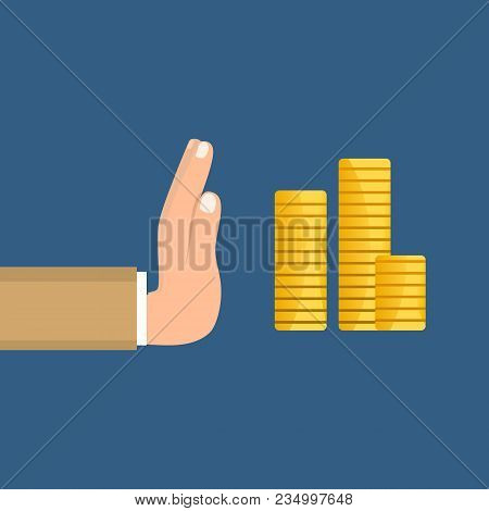 Stop Corruption. Businessman Refusing The Offered Bribe Vector