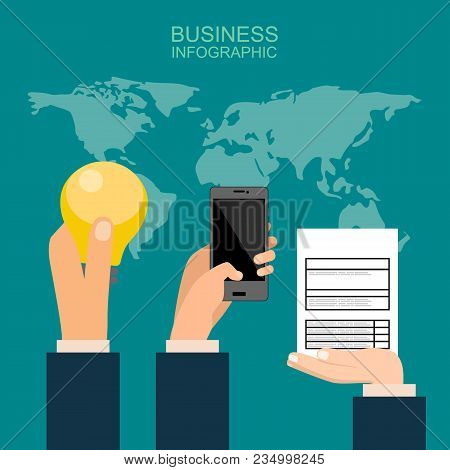 The Idea, Of Phone On Blue Background, The Ticket On The Screen, Everything Is In Your Hands. Online