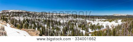 View From The Mirror Lake Scenic Byway Near Bald Mountain Pass In The Uinta Mountain Range Of Utah.