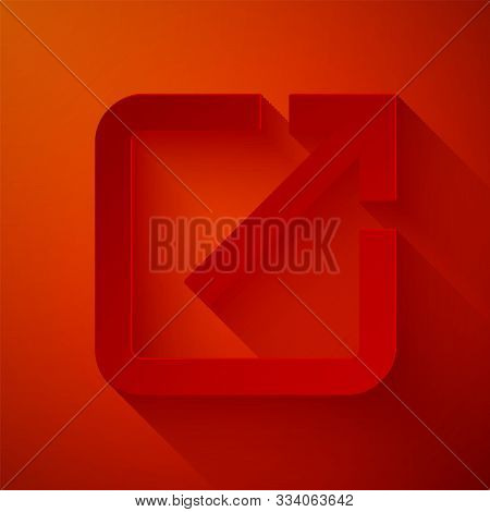 Paper Cut Open In New Window Icon Isolated On Red Background. Open Another Tab Button Sign. Browser 