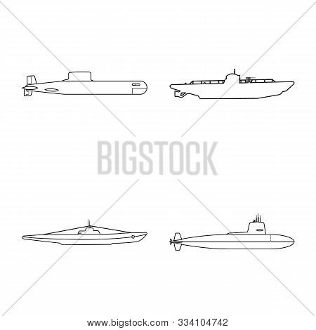 Vector Illustration Of Boat And Navy Icon. Collection Of Boat And Deep Vector Icon For Stock.