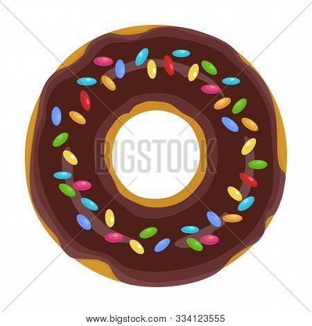 Chocolate Doughnut Vector Icon.cartoon Vector Icon Isolated On White Background Chocolate Doughnut.