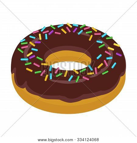 Chocolate Doughnut Vector Icon.cartoon Vector Icon Isolated On White Background Chocolate Doughnut.