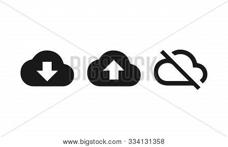 Cloud Storage Set. Download Unload And Off. Flat Style Symbol. Vector Eps 10