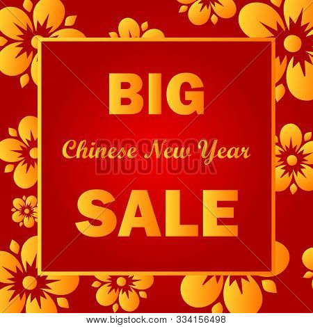 Chinese New Year Big Sale Banner For Your Store Or Website In Red And Gold Colors. Stock Vector Illu