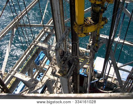 General View From Derickmans Monkey Board Offshore Malaysian Drilling Operations.