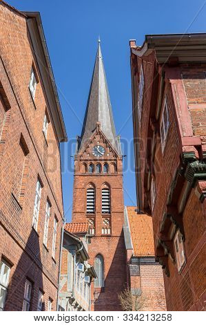 Tower Of The Maria Church In The Historic Center Of Lauenburg, Germany
